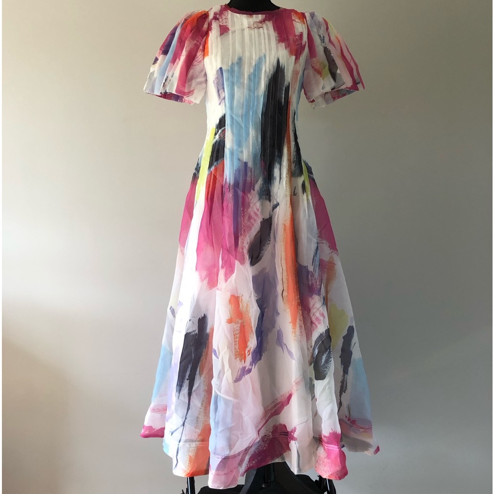 Women’s Aje Abstract Sunset Nova Pleated Midi Dress size 2  Spring 2024 - Picture 2 of 16